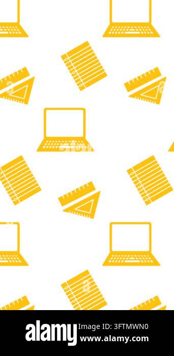 Animation of school items icons moving on white background. school ...