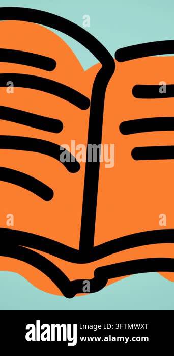 Animation of school textbook on green background. school, education and ...