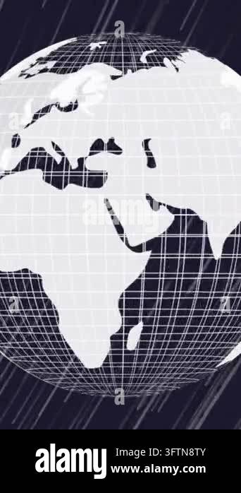 Animation of globe spinning with white light trails. global connections ...