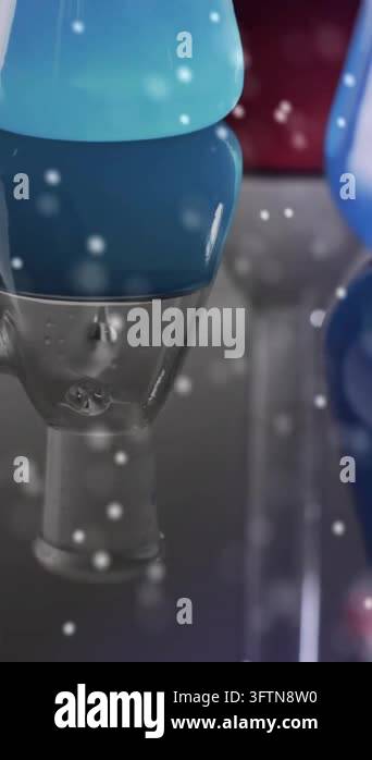 Animation of dna strand over beakers on laboratory background. Global ...