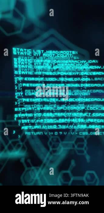 Animation of chemical formula with padlock icon and data processing on ...