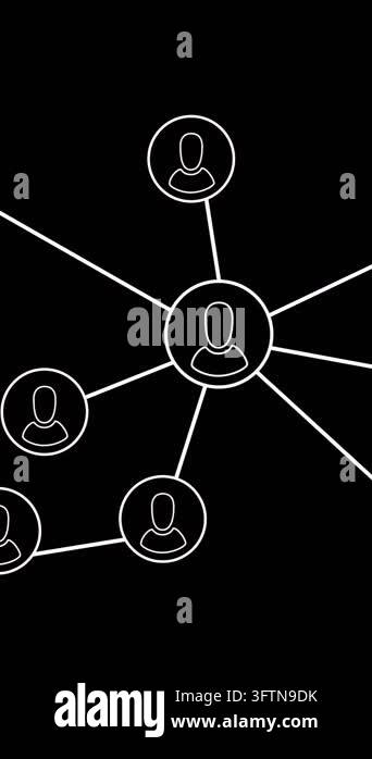 Animation of net of connections on black background. Computing and ...
