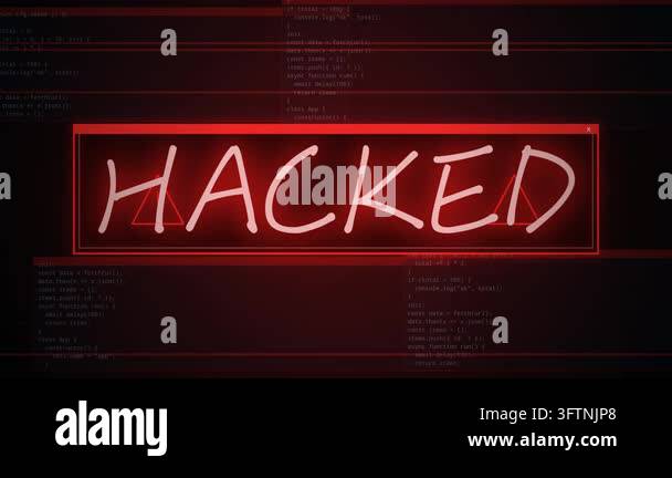 word hacking in dark red with random binary code Stock Video Footage ...