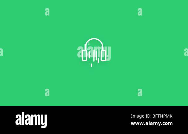 Simple animated icon of headphones with sound waves and music notes ...