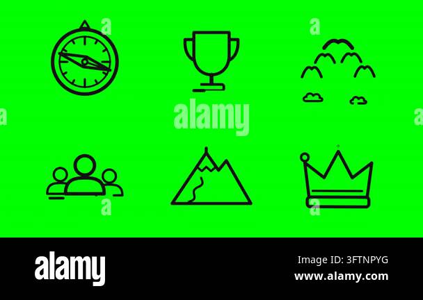 Animated icons representing success, goals, and achievement. Features ...