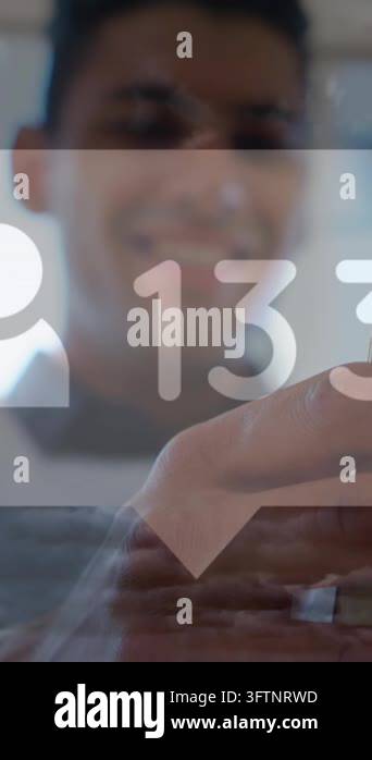 Animation of profile icon with increasing numbers over man using ...
