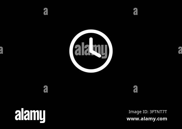 Minimalist Clock Icon Looping on Black Background Stock Video Footage ...