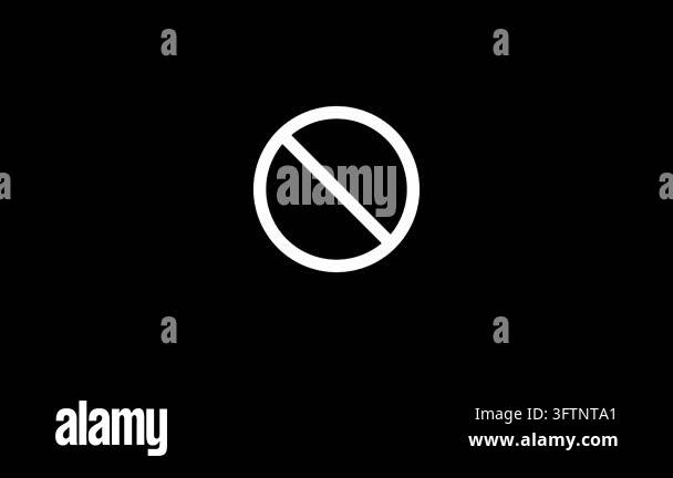 Forbidden Icon Animating on Black Background Stock Video Footage - Alamy