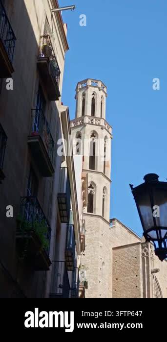 Revealing view of the Santa Maria del Mar basilica in the Born district ...