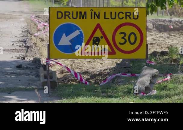 Direction Frame For Signs Temporary roadwork sign marks an active construction zone with ...