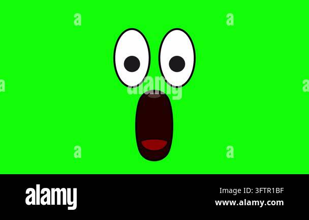 Cartoon face with wide-open eyes and an astonished expression on a ...