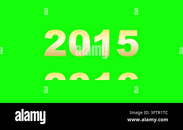 Golden numbers 2015 on a green screen background. Concept of time and ...