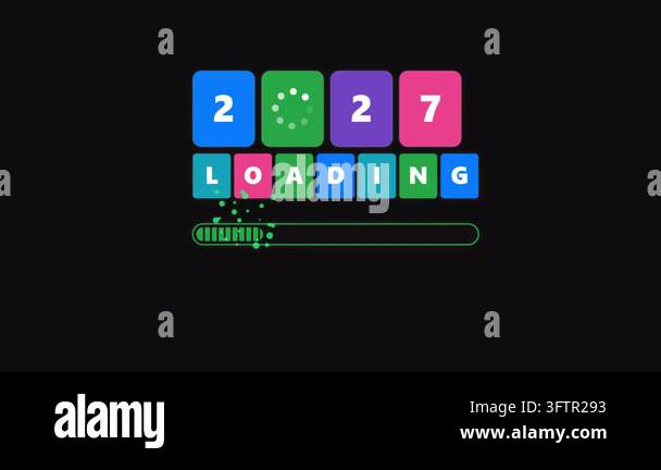 New Year 2027 loading screen with progress bar and festive design ...