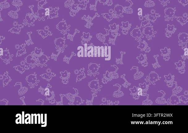 Cute cartoon animals pattern on a purple background, perfect for ...