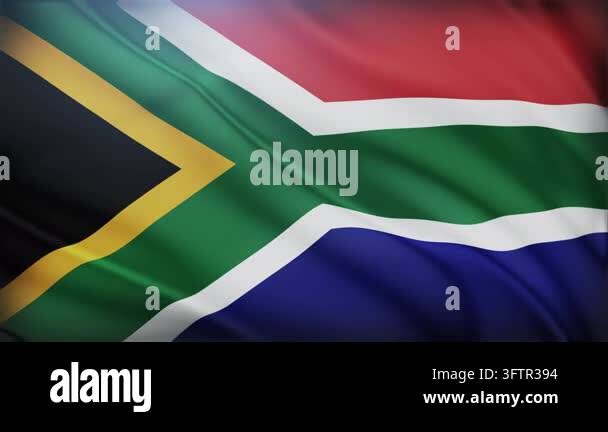 Unity Stock The vibrant national flag of South Africa waving gently in the wind ...