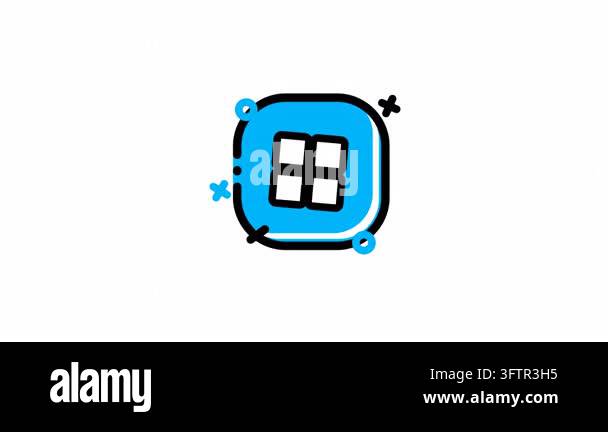 A simple blue square icon with a grid of four smaller squares inside ...