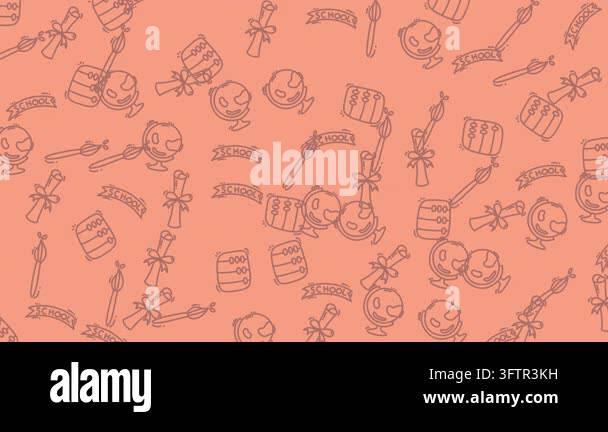 Seamless pattern of doodle icons representing education, graduation ...