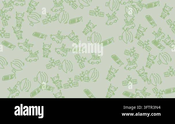 Seamless repeating pattern of cute cartoon robots and space rockets on ...