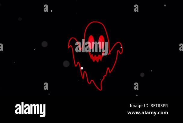Animated Cute Halloween Ghost outlined. Spooky haunted spirit character ...