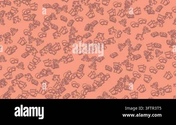 Seamless pattern of small gift boxes scattered on a coral pink ...