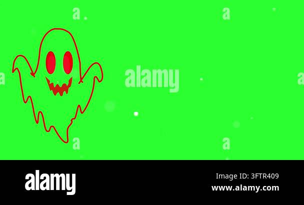 Animated Cute Halloween Ghost outlined. Spooky haunted spirit character ...