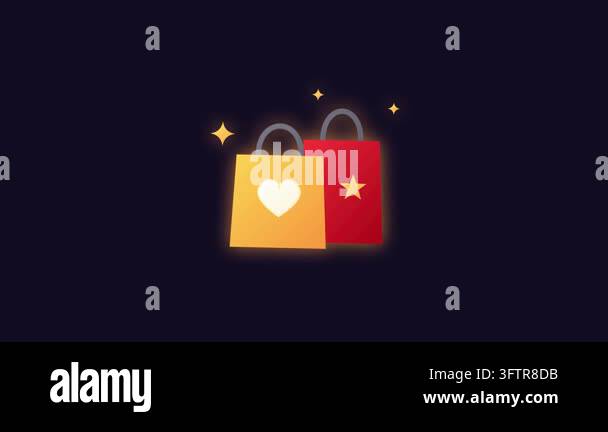 Vibrant gradient style animation of two shopping bags dropping in and ...