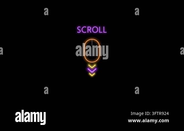 Neon style animation of a computer mouse with the scroll wheel rolling ...