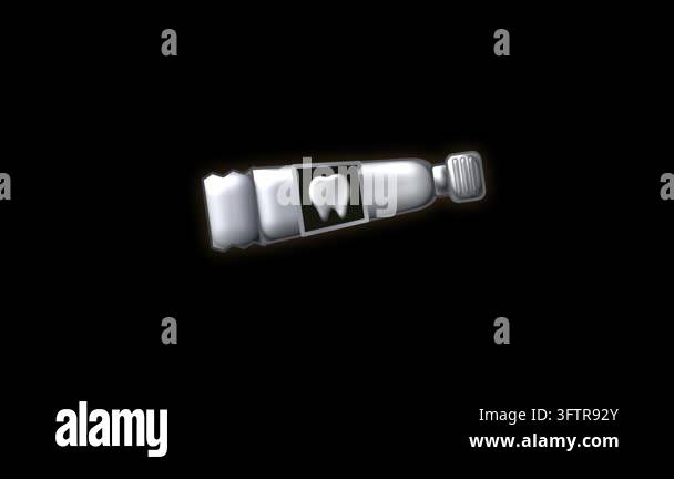 Gold foil style animation of a toothpaste tube with a tooth label ...