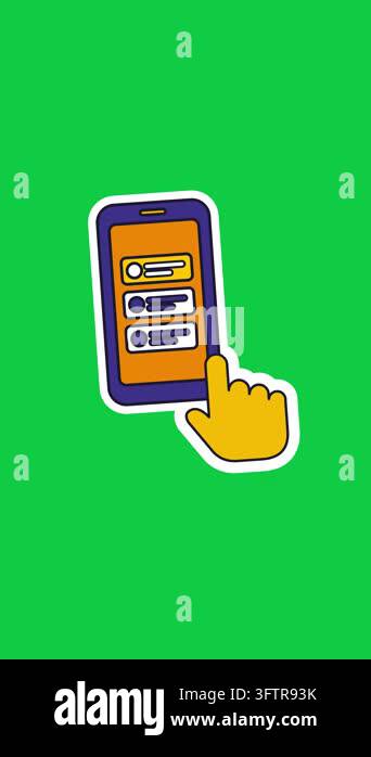 Sticker style animation of a hand pointer pulling a feed down on a ...