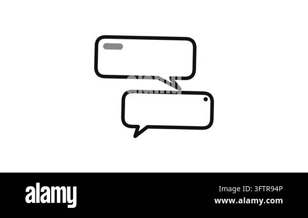 Line icon style speech bubble animation: two empty chat message bubbles ...