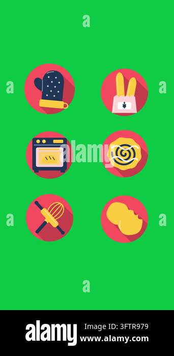 Flat design style icon set animation: a set of 6 bakery and baking ...