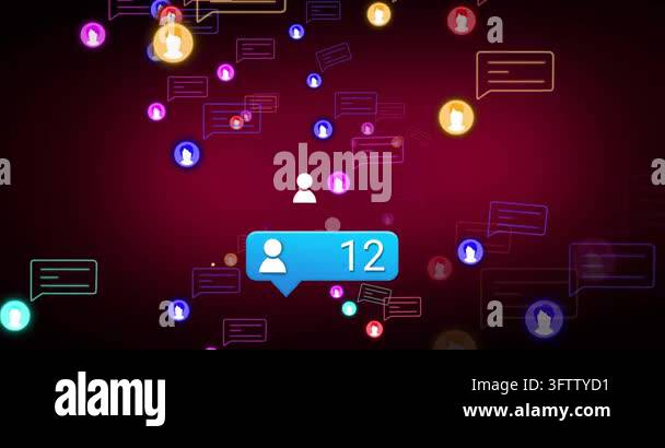 Blue bubble updating count, drawing color avatars in on maroon tech UI ...