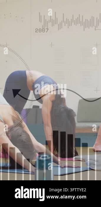 Vertical video: Coach cueing center yogi rising into hands pressing ...