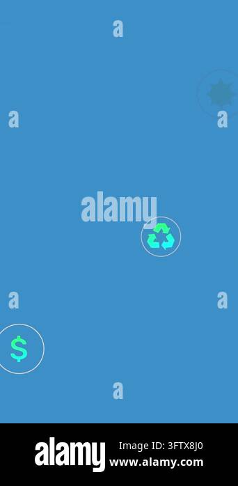 Animation of multiple energy concept digital icons floating against ...