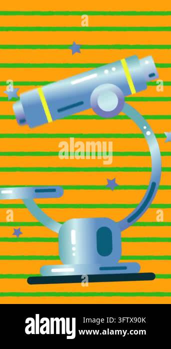 Animation of microscope icon over green horizontal lines in seamless ...