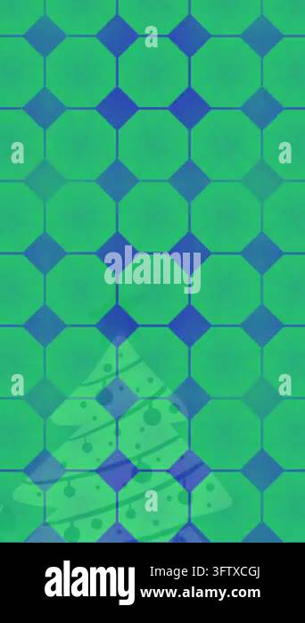 Animation of green abstract shapes in seamless pattern over christmas ...