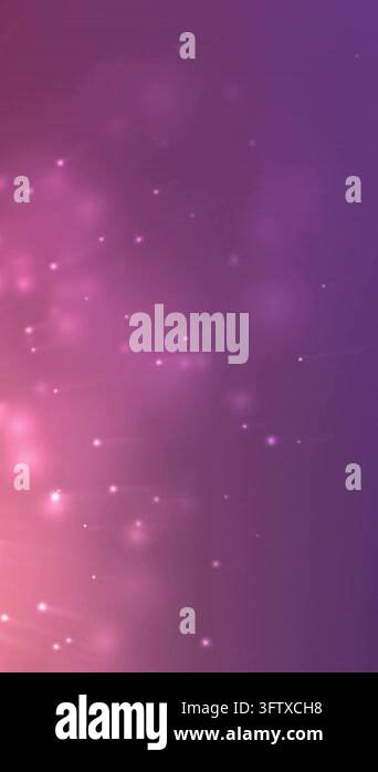 Glowing particles and light streaks animation over purple and pink ...