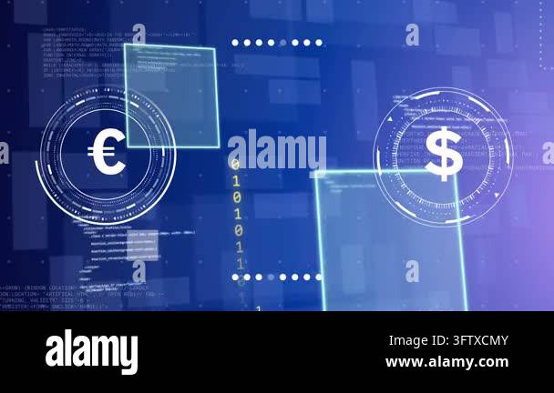 Panel appearing, Euro and Dollar HUDs sliding while arrows exchanging ...