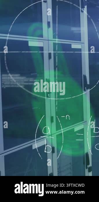 Animation of security padlock icon and mathematical equations against ...