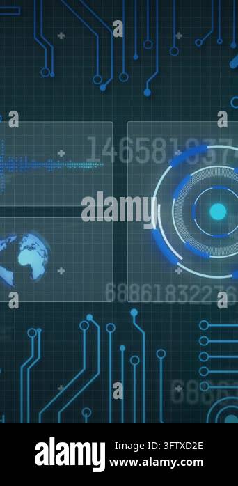 Animation of scope scanning and data processing on screens over ...