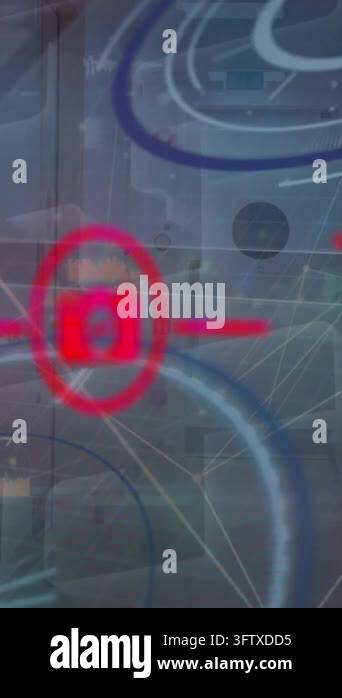 Animation of data processing over media icons. Global business and ...