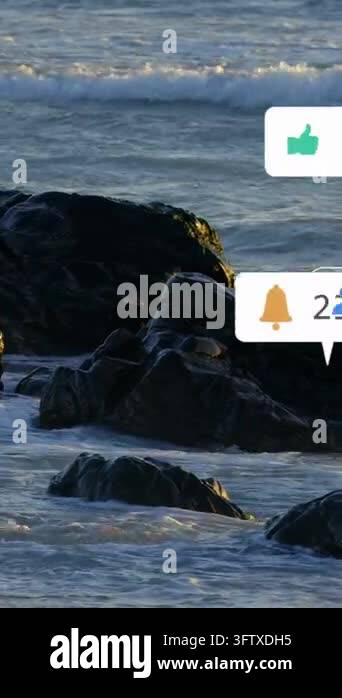 Vertical video: Notification bubbles appearing above rocks stacking and ...
