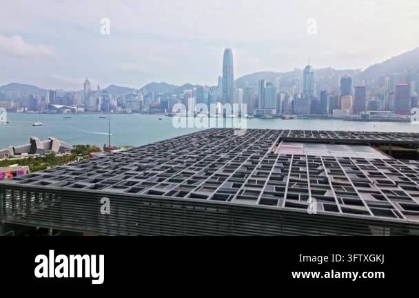 Aerial drone footage of Hong Kong's iconic skyline and Victoria Harbour ...
