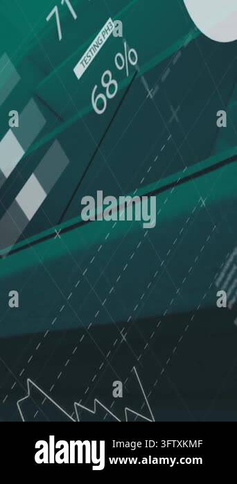 Animation of digital interface with icons and data processing. Global ...