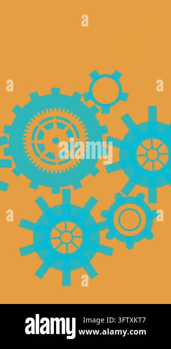 Animation of blue setting icons spinning against orange background ...