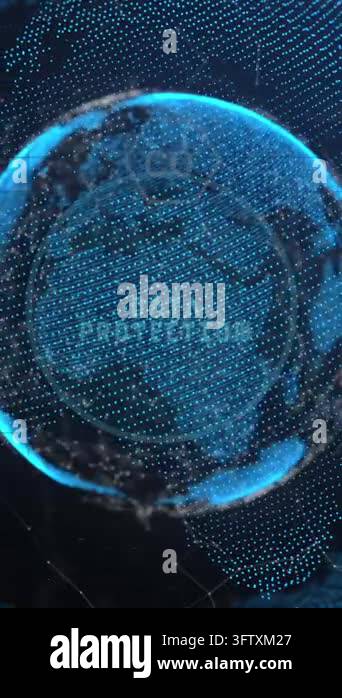 Animation of ecology icons and data processing over globe. Global ...