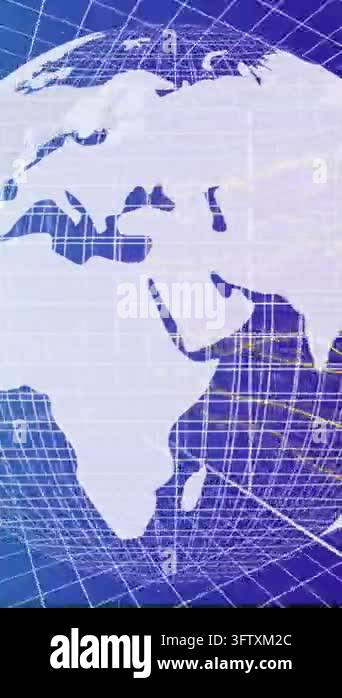 Animation of cloud icons and data processing over globe. Global ...