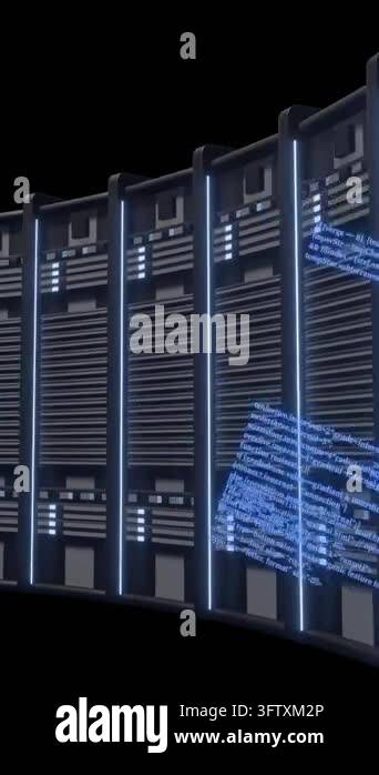 Animation of digital data processing over computer servers. Global ...