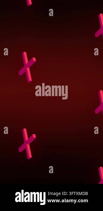 Animation of red cross icons repeated on red background. Abstract ...