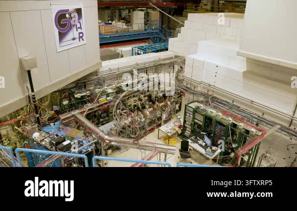 Complex machinery of the GBAR antimatter experiment at CERN Stock Video ...